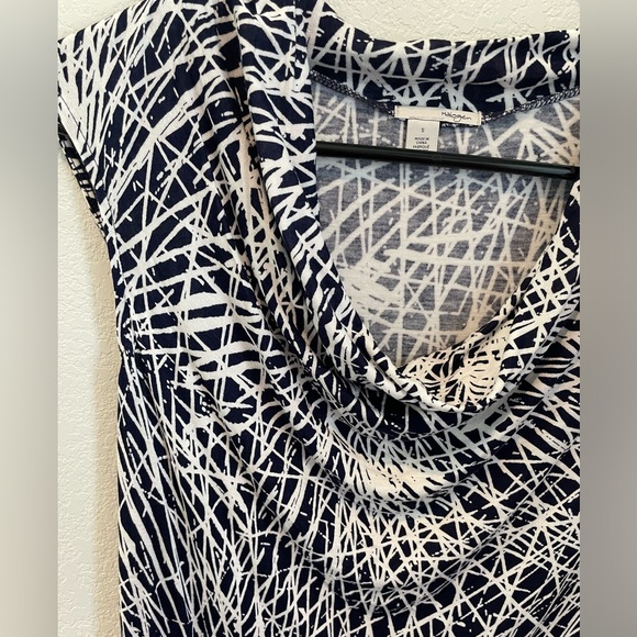 Halogen Women's Abstract Cowl Neck Tunic Tank Top Blue White Size Small - Picture 7 of 8